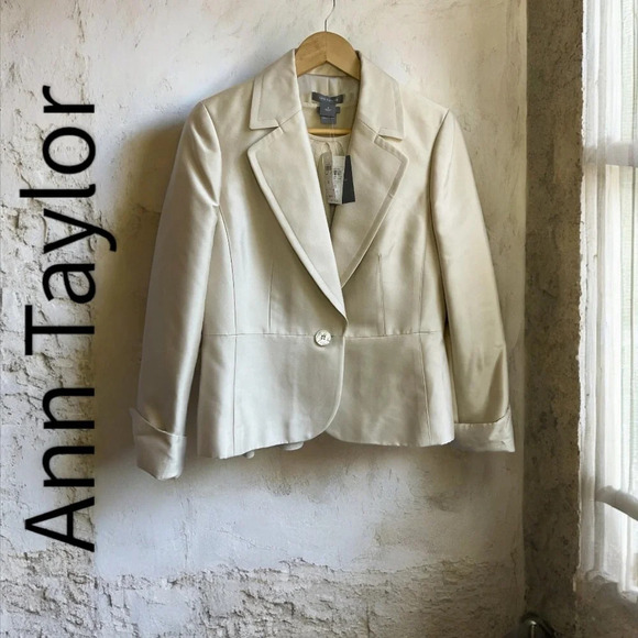 NWT Ann Taylor Champagne Silk & Wool Blazer, 8 (see details for 2 Pc SET option) - Picture 1 of 11